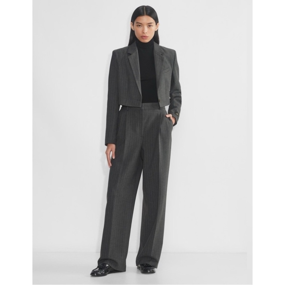 Babaton pleated pant (re)ssential pinstripe 0 reg